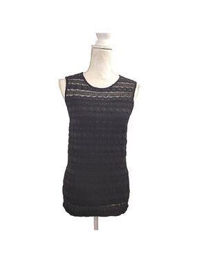 Ann Taylor Navy Blue Lined Lace Sleeveless Shell Top SZ: M versatile Layering